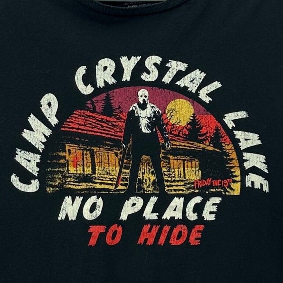 Friday The 13th Camp Crystal Lake No Place To Hide Jason Tee Unisex 2XL Black - Picture 2 of 5